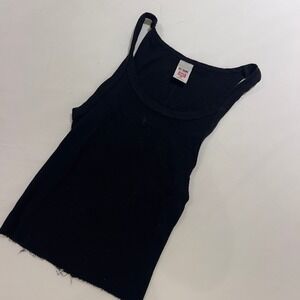 RE/DONE x Hanes Ribbed Tank Top Black Raw Hem XS Made in USA